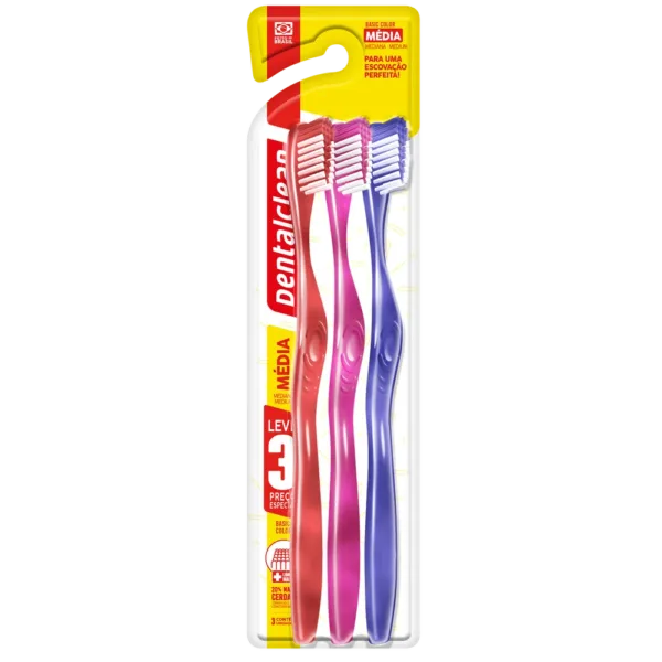 ESCOVA DE DENTE DENTALCLEAN POP BASIC COLOR LEVE 3 PAGUE 2 MÉDIA