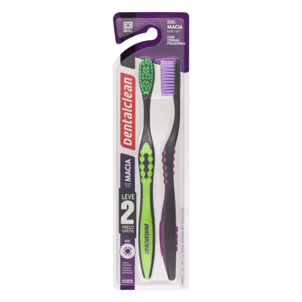 ESCOVA DE DENTE DENTALCLEAN DUAL LEVE 2 PREÇO ESPECIAL MACIA