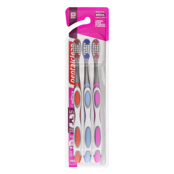 ESCOVA DE DENTE DENTALCLEAN METALLIC PLUS LEVE 3 PREÇO ESPECIAL MÉDIA