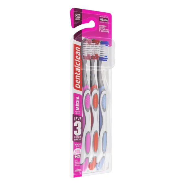 ESCOVA DE DENTE DENTALCLEAN METALLIC PLUS LEVE 3 PREÇO ESPECIAL MÉDIA - Imagem 3