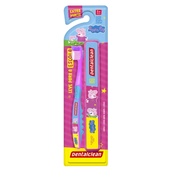 ESCOVA DE DENTE DENTALCLEAN PEPPA PIG ESCOLAR INFANTIL EXTRA MACIA
