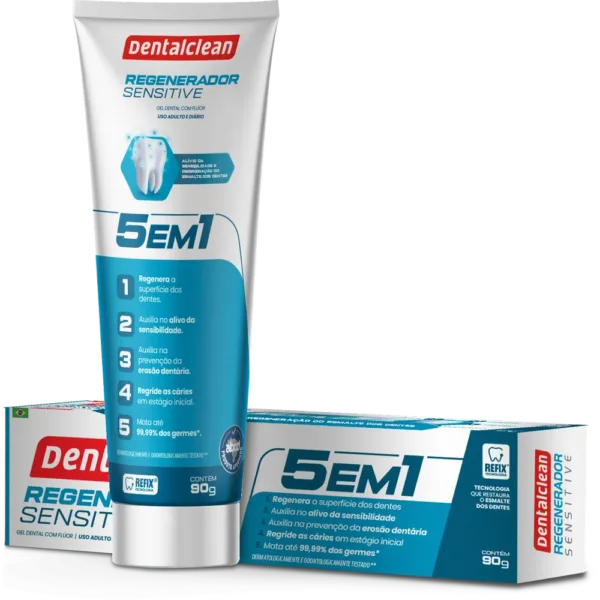 GEL COM FLÚOR DENTALCLEAN REGENERADOR SENSITIVE 5 EM 1 - 90G - Imagem 2