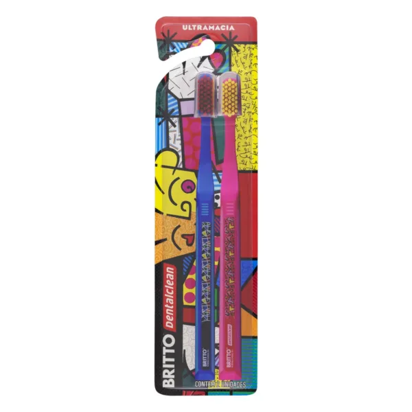 ESCOVA DE DENTE DENTALCLEAN ROMERO BRITTO LEVE 2 PREÇO ESPECIAL ULTRA MACIA