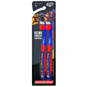 ESCOVA DE DENTE DENTALCLEAN HERÓIS LEVE 2 PREÇO ESPECIAL INFANTIL MACIA - Azul