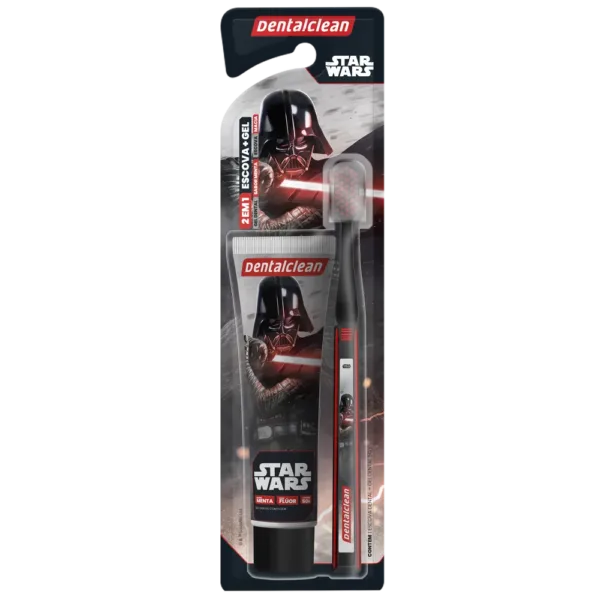 GEL COM FLÚOR + ESCOVA MACIA JUVENIL DENTALCLEAN STAR WARS