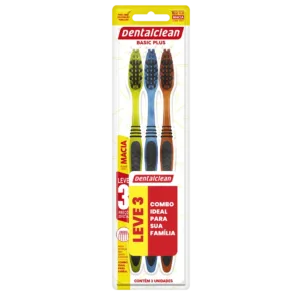 ESCOVA DE DENTE DENTALCLEAN BASIC PLUS LEVE 3 PREÇO ESPECIAL MACIA