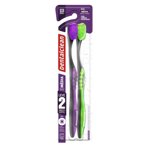ESCOVA DE DENTE DENTALCLEAN DUAL LEVE 2 PREÇO ESPECIAL MÉDIA - Imagem 2