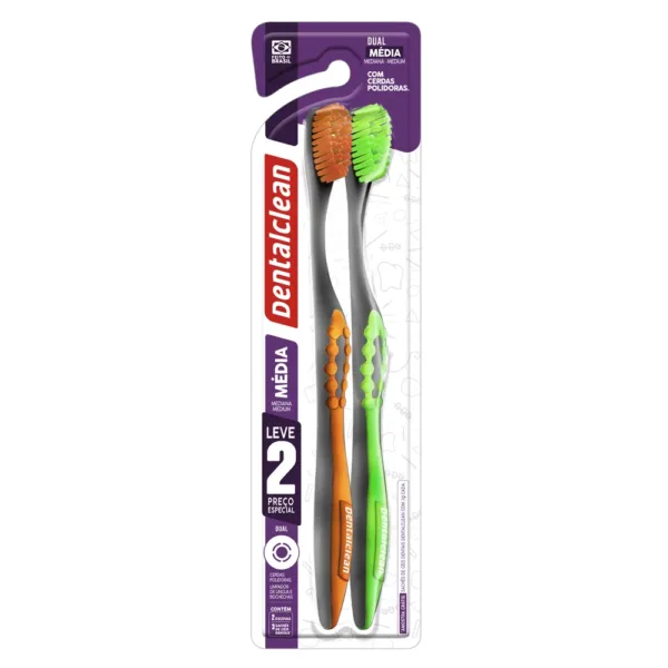 ESCOVA DE DENTE DENTALCLEAN DUAL LEVE 2 PREÇO ESPECIAL MÉDIA