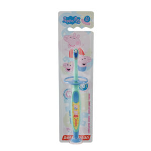 Escova Peppa Pig Baby Stopper Dentalclean cerdas extra macias e aro de proteção para bebê