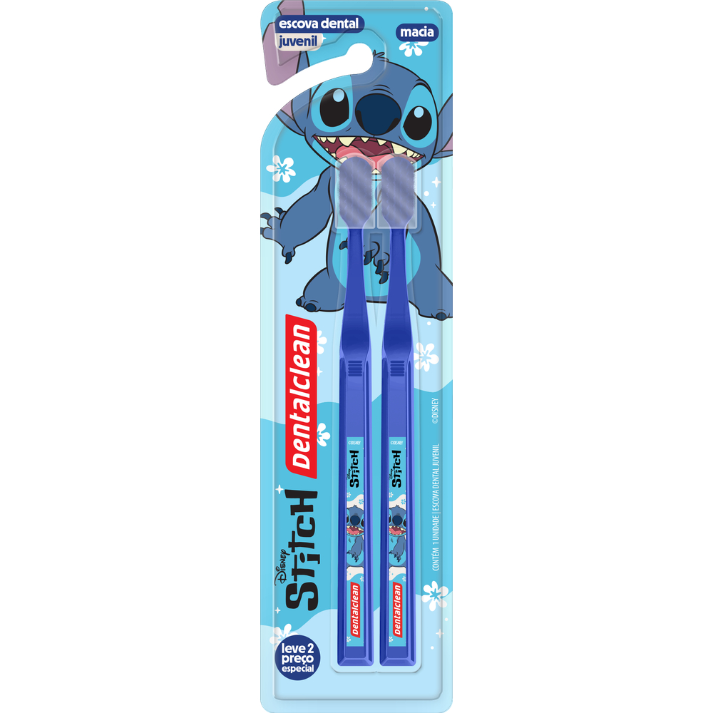 Loja Oficial Dentalclean - ESCOVA DE DENTE DENTALCLEAN JUVENIL STITCH LEVE 2 PREÇO ESPECIAL MACIA - Imagem 4